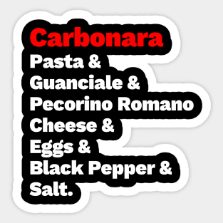 Carbonara Ingredients white Sticker